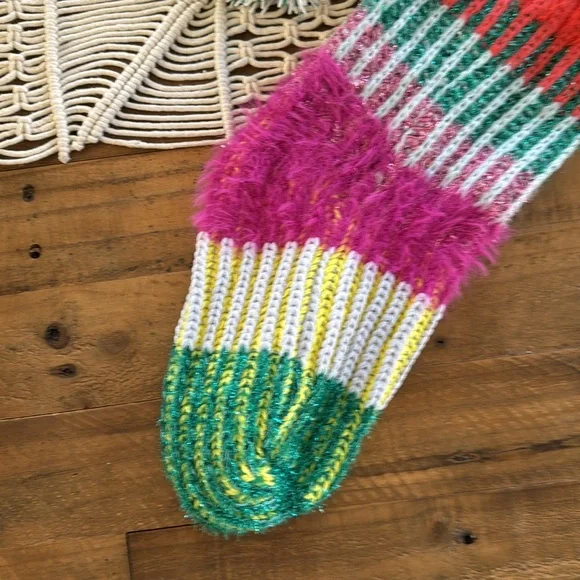 Anthropologie knit Pom Pom Christmas stocking - Picture 4 of 7